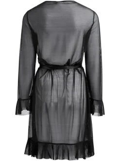 Morgenmantel Kurz^Escora Morgenmantel mit Rüschen FABIANA von schwarz