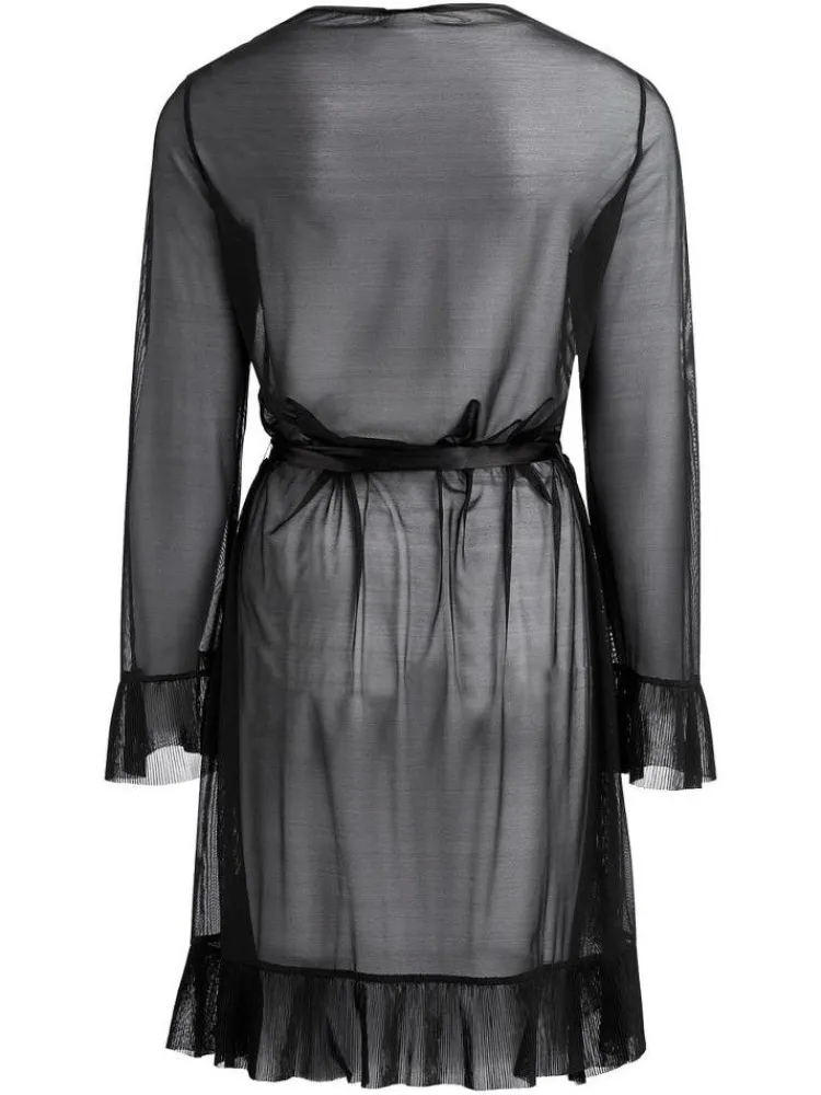 Morgenmantel Kurz^Escora Morgenmantel mit Rüschen FABIANA von schwarz