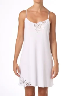 Edle Nachthemden|Kurze Unterkleider^IMEC Nachthemd CAROLA weiß Modal-Baumwolle von weiß mit Spitze
