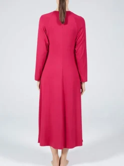 Edle Nachthemden^Verdiani Nachtkleid lang LAMPONE himbeer-rot von himbeere rot mit Spitze