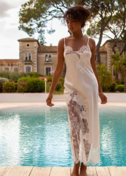 Alle Negligés|Seidenneglige^Marjolaine Neglige NYMPHE No. 4 lang Stretchseide