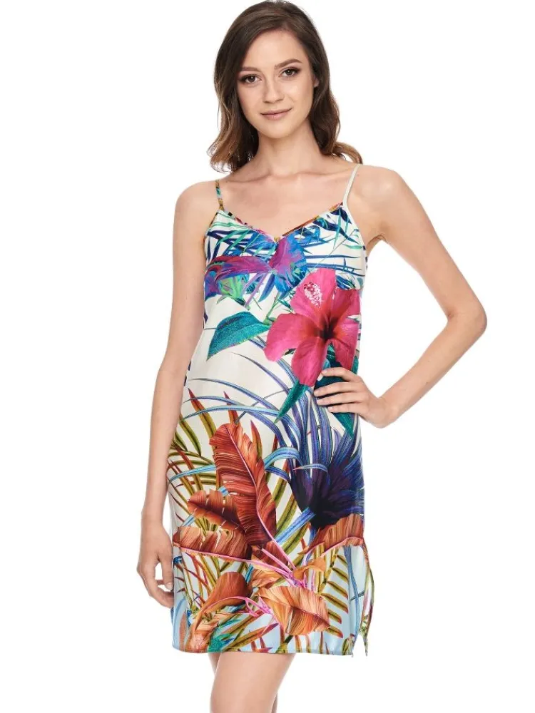 Strandkleider & Sommerkleider|Freizeit- & Reisekleidung^Gattina Nighty Baumwolle mit Seide LIV weiß bunt von