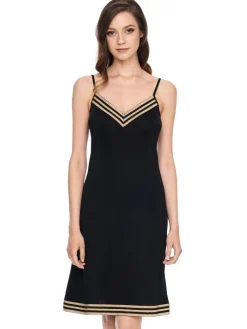 Strandkleider & Sommerkleider|Freizeit- & Reisekleidung^Gattina Nighty mit Seide TESSA schwarz-gold von schwarz mit gold