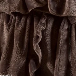 Bademantel|Lounge-Wear^Marjolaine Plüsch-Hausmantel DOUCE mittel-lang von aubergine-violett oder nussbraun