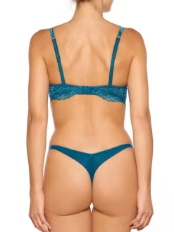 Alle Bhs^Millesia Push-Up BH ADRIANA von mit Seide türkisblau oder gold-sand farben mit Spitze