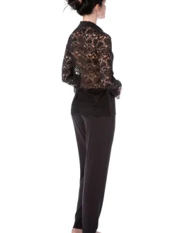 Feine Pyjamas^IMEC Pyjama EMMA in schwarz aus Modal und Spitze von schwarz mit Spitze