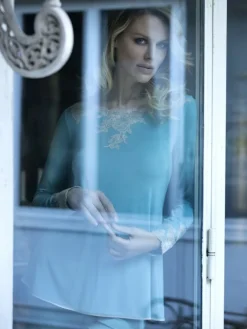 Feine Pyjamas^IMEC Pyjama SOPHIE jade-grün Modal von jade mit cremefarbener Spitze