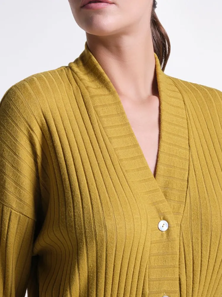 Lounge-Wear|Exquisite Morgenmäntel^Verdiani Ripp-Jersey Morgenmantel Viscosemix LOUNGE No. 1 lang von schwarz oder senfgelb