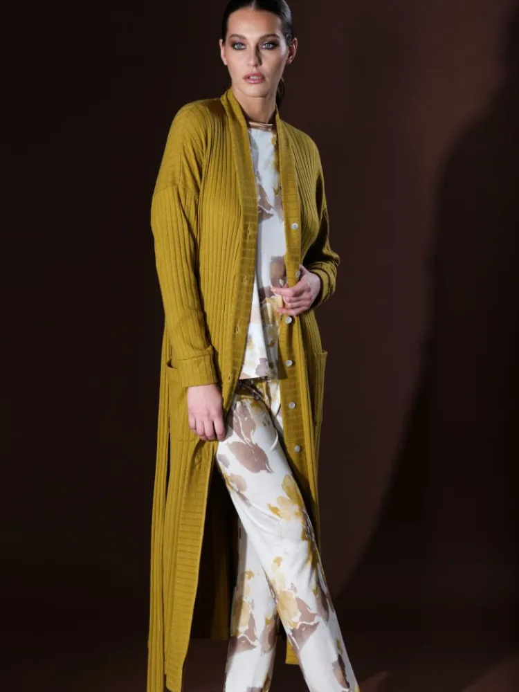 Lounge-Wear|Exquisite Morgenmäntel^Verdiani Ripp-Jersey Morgenmantel Viscosemix LOUNGE No. 1 lang von schwarz oder senfgelb