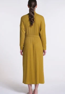 Lounge-Wear|Exquisite Morgenmäntel^Verdiani Ripp-Jersey Morgenmantel Viscosemix LOUNGE No. 1 lang von schwarz oder senfgelb