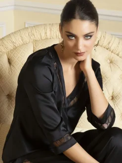 Bluse & Tunika^Lise Charmel Satin Bluse ADORABLE EN SEXY mit Spitze von schwarz