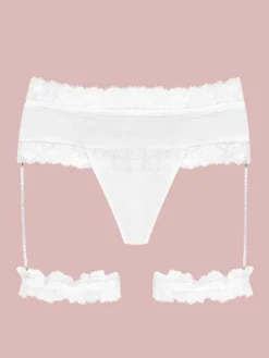 Strumpfbänder|Sexy Kleinigkeiten^Cadolle Satin String GEISHA PJ mit Strumpfbändern von elfenbein oder schwarz