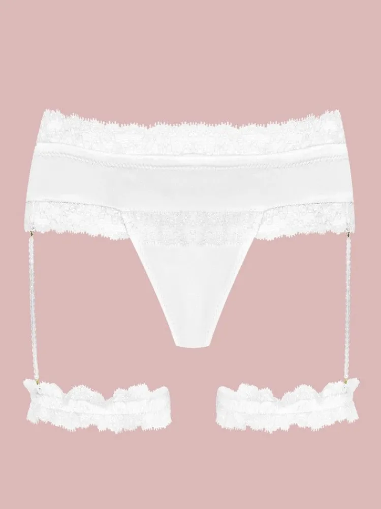 Strumpfbänder|Sexy Kleinigkeiten^Cadolle Satin String GEISHA PJ mit Strumpfbändern von elfenbein oder schwarz