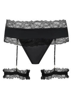 Strumpfbänder|Sexy Kleinigkeiten^Cadolle Satin String GEISHA PJ mit Strumpfbändern von elfenbein oder schwarz