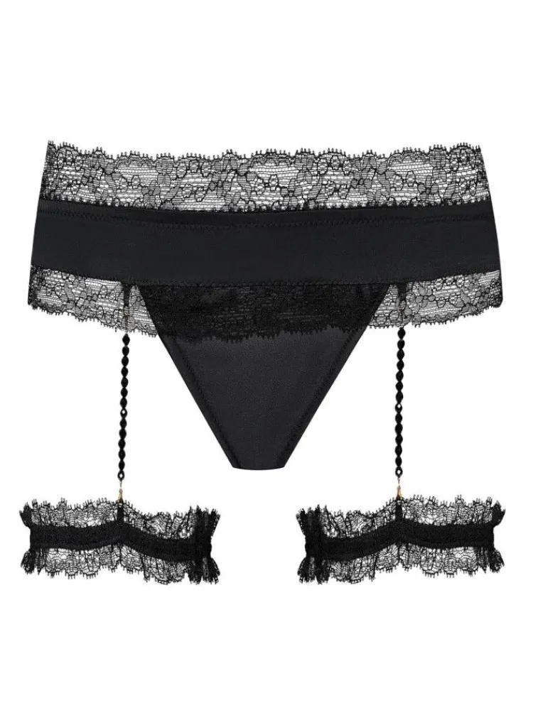 Strumpfbänder|Sexy Kleinigkeiten^Cadolle Satin String GEISHA PJ mit Strumpfbändern von elfenbein oder schwarz