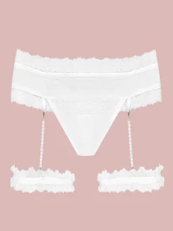 Strumpfbänder|Sexy Kleinigkeiten^Cadolle Satin String GEISHA PJ mit Strapsen von elfenbein oder schwarz