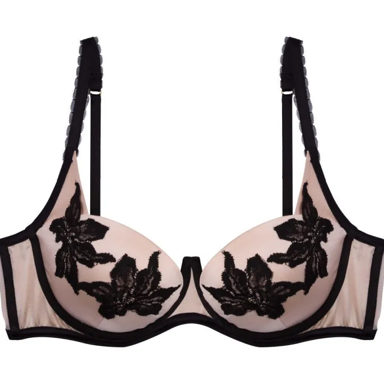 Alle Bhs^Dita von Teese Schalen-BH PARK AVENUE von mit Seide vintage pink oder schwarz mit schwarzer Spitze