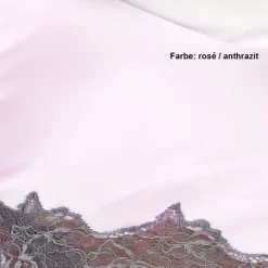 Seiden Basics|Seidenpyjama^Nightdreams Schlafanzug MAHÉ von Seidenmix aqua oder rosa mit antrazit-grauer Spitze