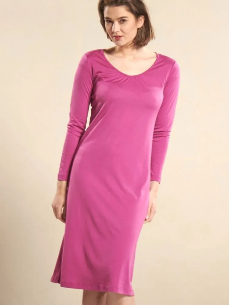 Seiden Basics|Seide Sleepshirt^Kokon Zwo Seide & Bio-Baumwolle LANGARM NACHTHEMD