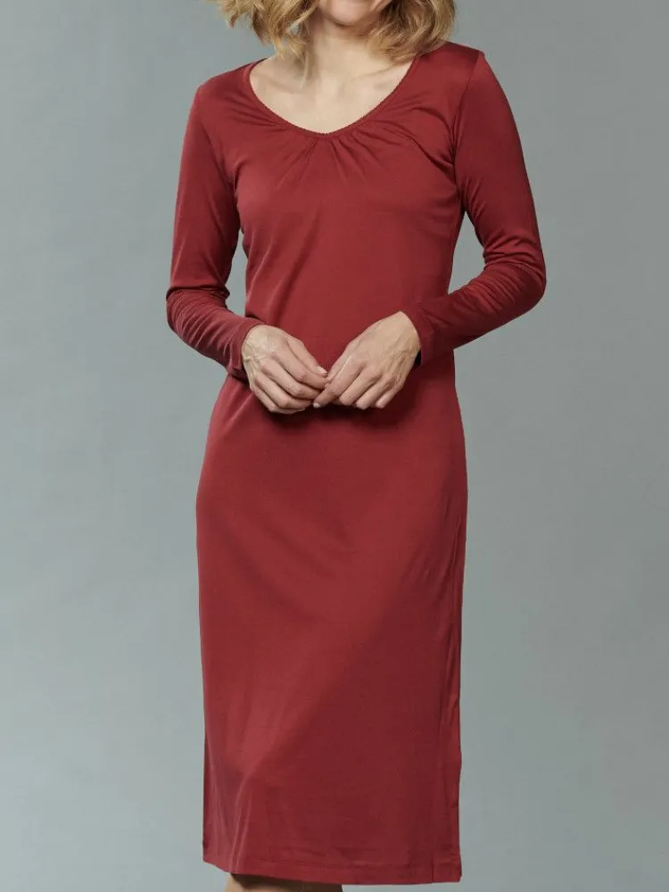 Seiden Basics|Seide Sleepshirt^Kokon Zwo Seide & Bio-Baumwolle LANGARM NACHTHEMD