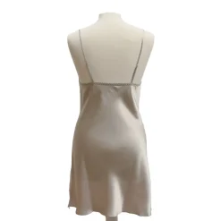 Alle Negligés|Seidennachthemd^Luna di Seta Seide Baby-Doll FLORA LACE von nebelgrau mit erdbeereis-rosa Spitze