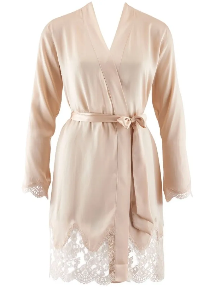 Morgenmantel Mit Seide^Aubade Seide Kimono SOIE D´AMOUR mit Spitze