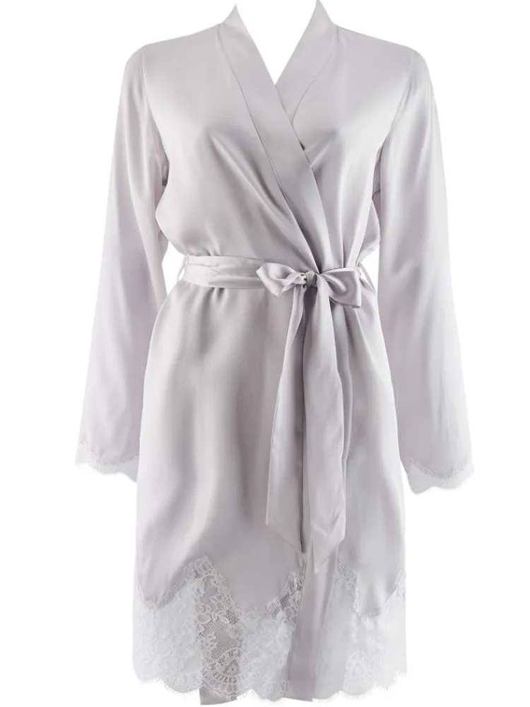 Morgenmantel Mit Seide^Aubade Seide Kimono SOIE D´AMOUR mit Spitze
