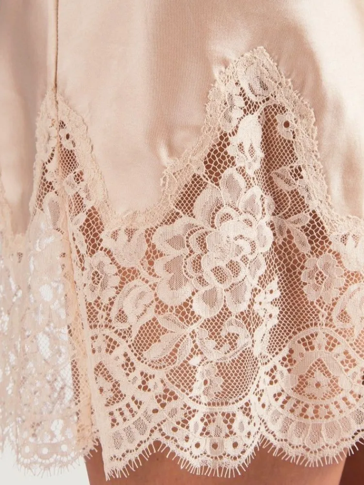 Morgenmantel Mit Seide^Aubade Seide Kimono SOIE D´AMOUR mit Spitze