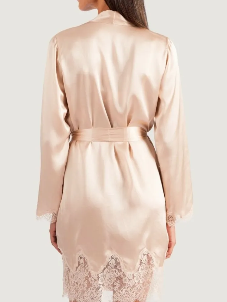 Morgenmantel Mit Seide^Aubade Seide Kimono SOIE D´AMOUR mit Spitze