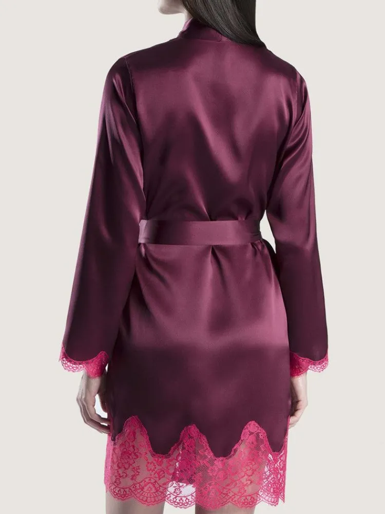 Morgenmantel Mit Seide^Aubade Seide Kimono SOIE D´AMOUR mit Spitze