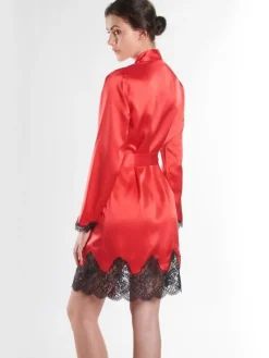 Morgenmantel Mit Seide^Aubade Seide Kimono SOIE D´AMOUR mit Spitze