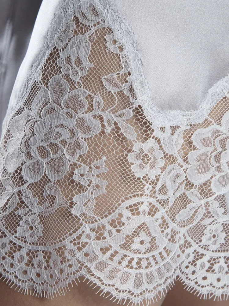 Morgenmantel Mit Seide^Aubade Seide Kimono SOIE D´AMOUR mit Spitze