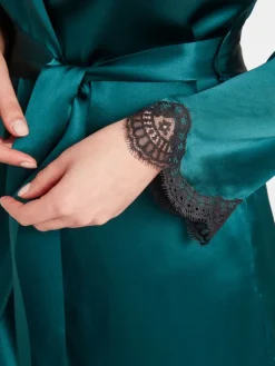 Morgenmantel Kurz|Morgenmantel Aus Satin^Aubade Seide Kimono TOI MON AMOUR mit Spitze von