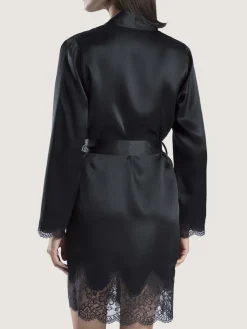 Morgenmantel Kurz|Morgenmantel Aus Satin^Aubade Seide Kimono TOI MON AMOUR mit Spitze von