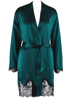 Morgenmantel Kurz|Morgenmantel Aus Satin^Aubade Seide Kimono TOI MON AMOUR mit Spitze von