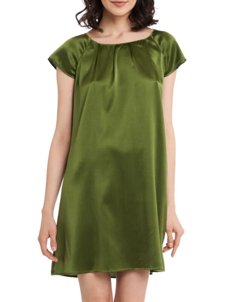 Seiden Basics|Seide Sleepshirt^Gattina Seide Kurzarm Nachtkleid SEDUZIONE DI SETA von grün