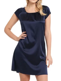 Seiden Basics|Seide Sleepshirt^Gattina Seide Kurzarm Nachtkleid SEDUZIONE DI SETA uni von grün