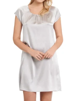 Seiden Basics|Seide Sleepshirt^Gattina Seide Kurzarm Nachtkleid SEDUZIONE DI SETA uni von grün