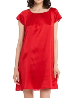 Seiden Basics|Seide Sleepshirt^Gattina Seide Kurzarm Nachtkleid SEDUZIONE DI SETA uni von grün