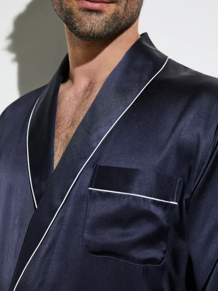 Seide Morgenmäntel^Zimmerli Seide Morgenmantel Herren SILK NIGHTWEAR 6000 knielang von