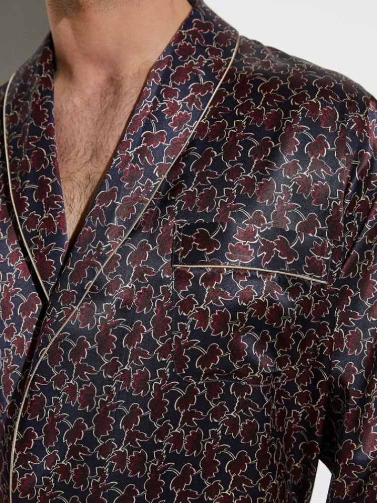 Seide Morgenmäntel^Zimmerli Seide Morgenmantel Herren SILK NIGHTWEAR 6000 knielang von