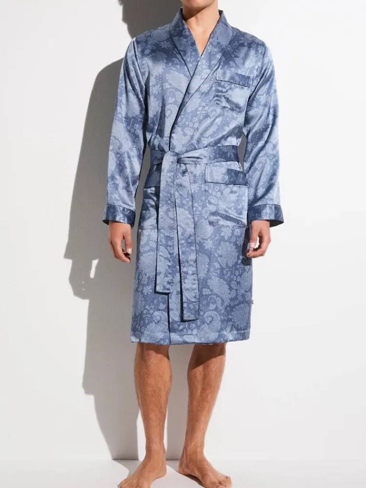 Seide Morgenmäntel^Zimmerli Seide Morgenmantel Herren SILK NIGHTWEAR 6000 knielang von