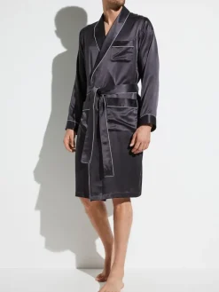 Seide Morgenmäntel^Zimmerli Seide Morgenmantel Herren SILK NIGHTWEAR 6000 knielang von