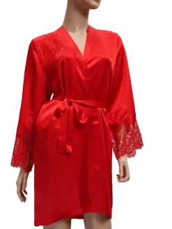 Morgenmantel Kurz|Morgenmantel Aus Satin^Marjolaine Seide Morgenmantel JARDIN kurz