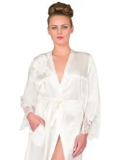 Morgenmantel Kurz|Morgenmantel Aus Satin^Marjolaine Seide Morgenmantel JARDIN kurz von