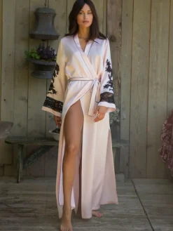 Morgenmantel Lang|Morgenmantel Mit Spitze^Marjolaine Seide Morgenmantel lang MARJOLIE No. 6 mit Spitze