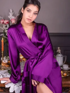 Morgenmantel Lang|Morgenmantel Aus Satin^Marjolaine Seide Morgenmantel lang NELIA von