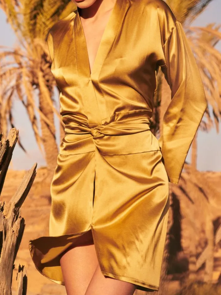 Morgenmantel Kurz|Morgenmantel Mit Seide^Pain de Sucre Seide Morgenmantel RAKIA 72 von messing