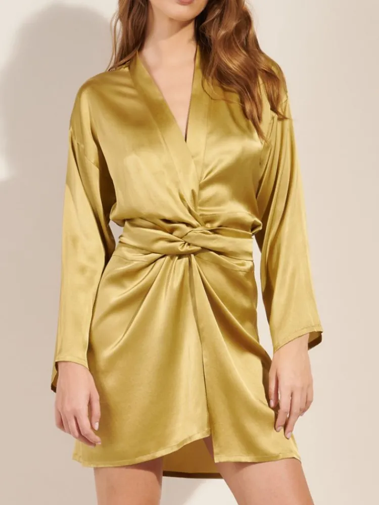 Morgenmantel Kurz|Morgenmantel Mit Seide^Pain de Sucre Seide Morgenmantel RAKIA 72 von messing