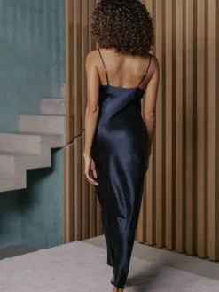 Alle Negligés|Seidenneglige^Marjolaine Seide Nachtkleid BENEDICTE mit Spitze von schwarz